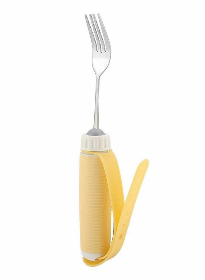 NIBEMINENT Flexible Stainless Steel Fork, Parkinsons Utensils, Aids for Disabled Patient Elder Arthritis People Handicapped, Adjustable Silicone Strap 360 Degree Rotatable Dining Utensils Eating (Fork) - Image 1