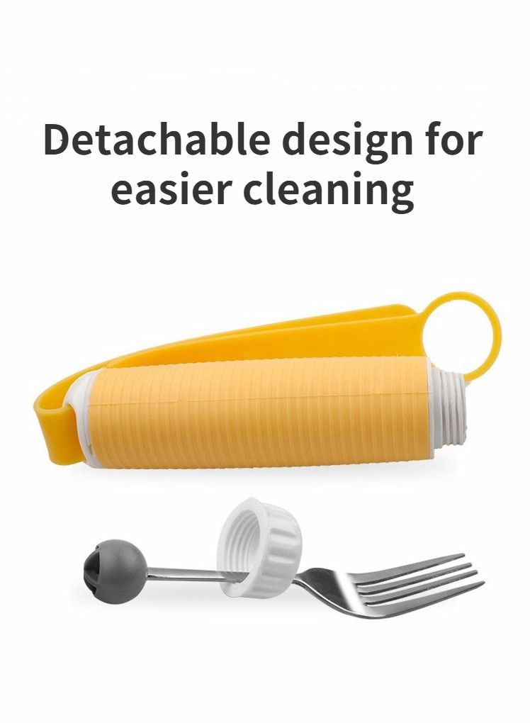 NIBEMINENT Flexible Stainless Steel Fork, Parkinsons Utensils, Aids for Disabled Patient Elder Arthritis People Handicapped, Adjustable Silicone Strap 360 Degree Rotatable Dining Utensils Eating (Fork) - Image 3