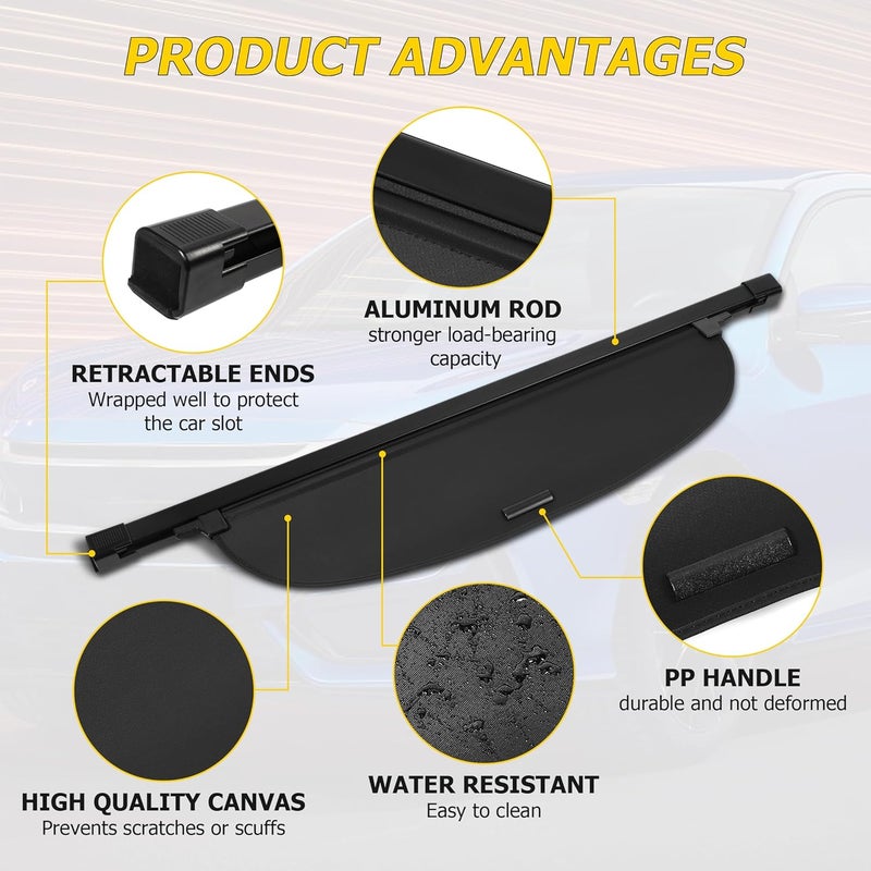 AUXMART for Honda CRV Retractable Cargo Cover 2017-2022 Waterproof Rear Trunk Cargo Cover Security Cargo Cover Shielding Shade Compatible with Honda CRV Accessories 2018 2019 2020 2021 - Image 4
