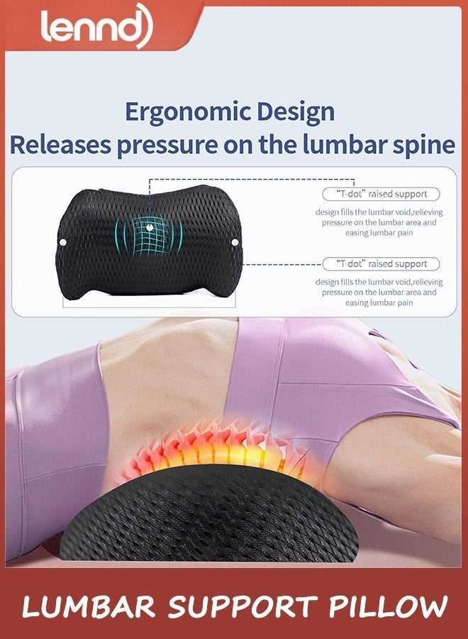 LENND Lumbar Support Pillow for Office Chair, Car Lumbar Pillow Lower Back Pain Relief, Memory Foam Back Cushion with 4D Mesh Cover and Adjustable Straps, Ergonomic Chair Back Pillow for Car,Bed, Gaming（black） - Image 5