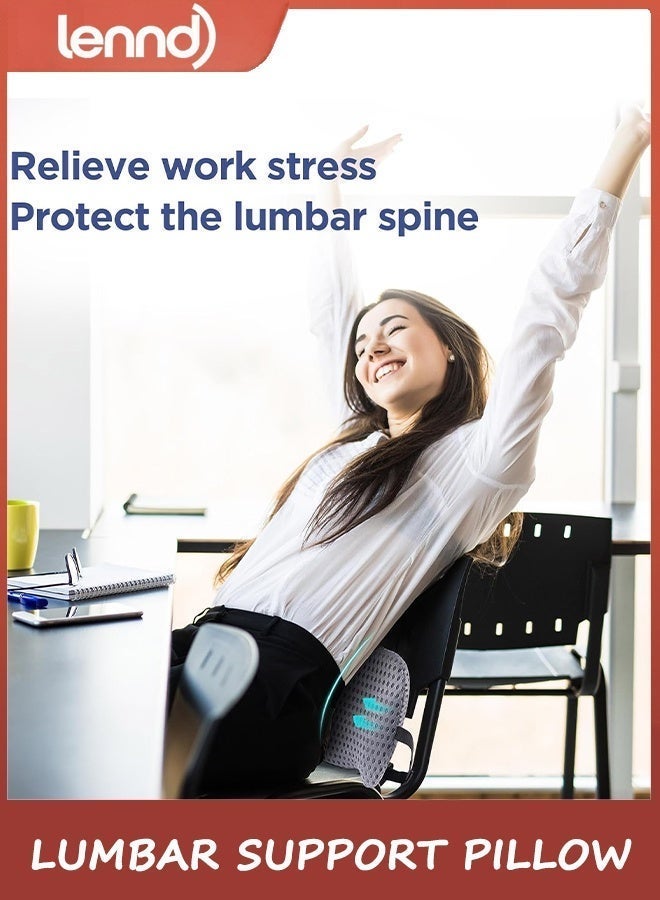 LENND Lumbar Support Pillow for Office Chair, Car Lumbar Pillow Lower Back Pain Relief, Memory Foam Back Cushion with 4D Mesh Cover and Adjustable Straps, Ergonomic Chair Back Pillow for Car,Bed, Gaming（black） - Image 3