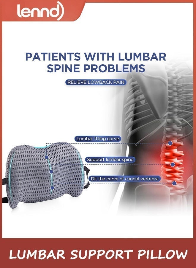 LENND Lumbar Support Pillow for Office Chair, Car Lumbar Pillow Lower Back Pain Relief, Memory Foam Back Cushion with 4D Mesh Cover and Adjustable Straps, Ergonomic Chair Back Pillow for Car,Bed, Gaming（black） - Image 2