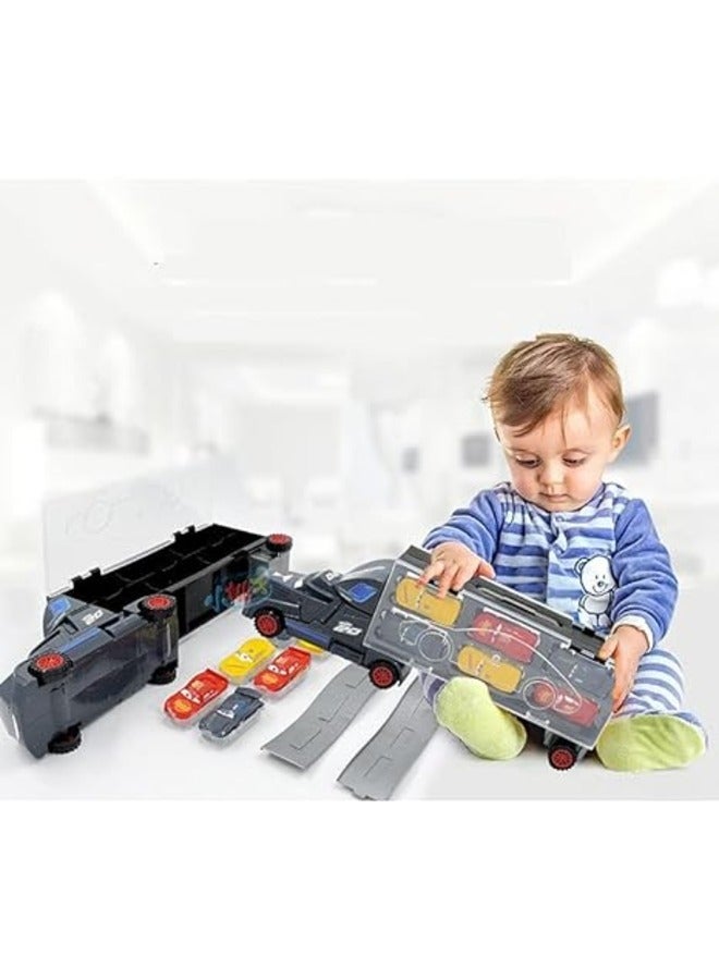 Toy Box Diecast Cars 3 Metal Carrier Truck with 6 Small Cars Playset For Kids  - Image 5
