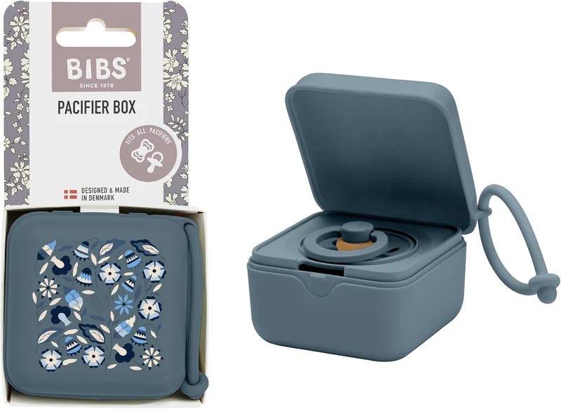 BIBS BIBS X Liberty Pacifier Box – Bobo Petrol – Hygienic Storage for Baby Pacifiers – Safe & Stylish Case