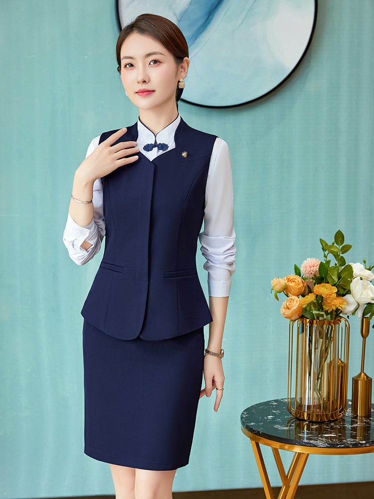 Professional Vest Suit Female Customer Service Foreman Tooling New Fashion Stewardess Uniform El Front Desk Work Clothes Customized - Image 4