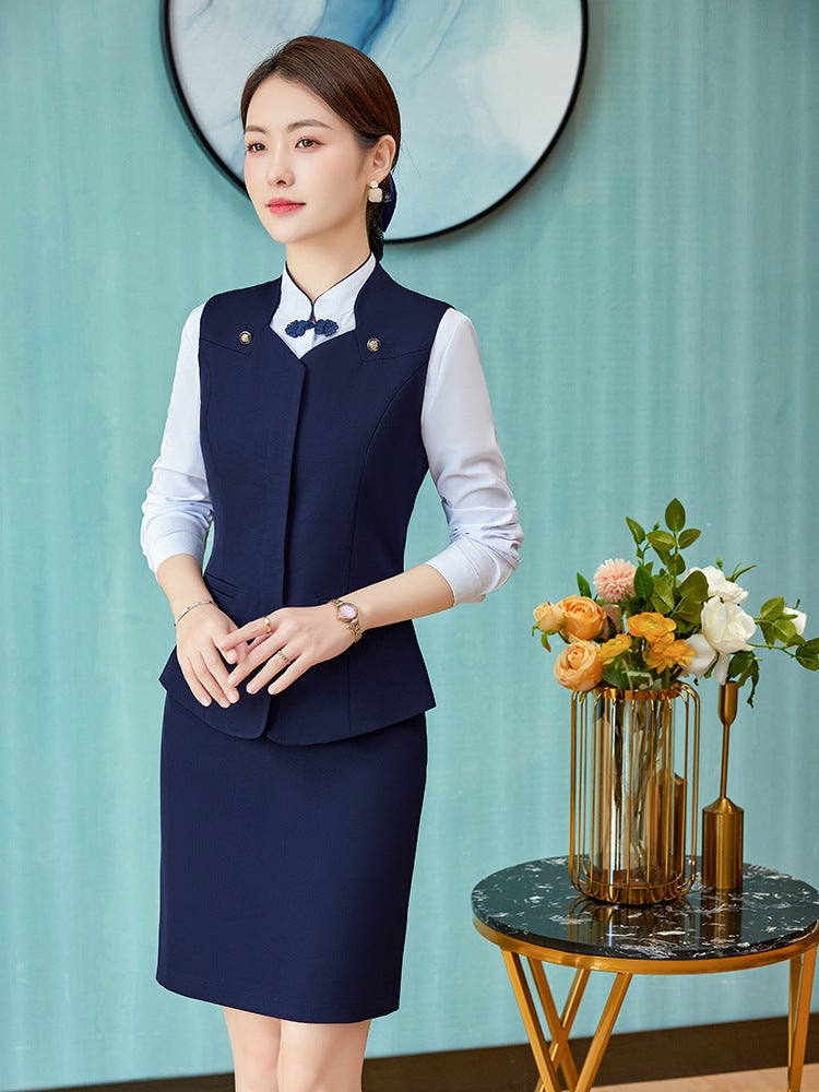 Professional Vest Suit Female Customer Service Foreman Tooling New Fashion Stewardess Uniform El Front Desk Work Clothes Customized - Image 3