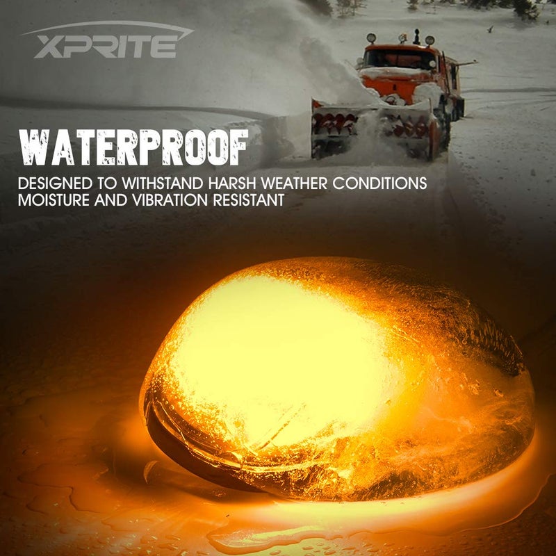 Xprite Black Smoked Lens 16 LEDs Cab Clearance Light 5 Pcs Roof Top Marker Running Lights Kit for Ford Dodge Ram Trucks SUV POV Pickup - Amber Yellow - Image 4