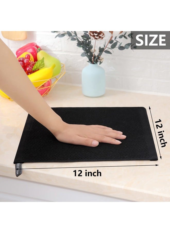Homaxy 100% Cotton Waffle Weave Kitchen Dish Cloths, Ultra Soft Absorbent Quick Drying Dish Towels, 12x12 Inches, 6-Pack, Black - Image 5