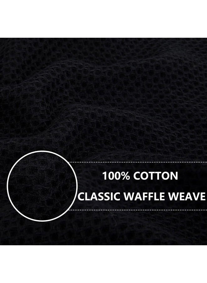 Homaxy 100% Cotton Waffle Weave Kitchen Dish Cloths, Ultra Soft Absorbent Quick Drying Dish Towels, 12x12 Inches, 6-Pack, Black - Image 2