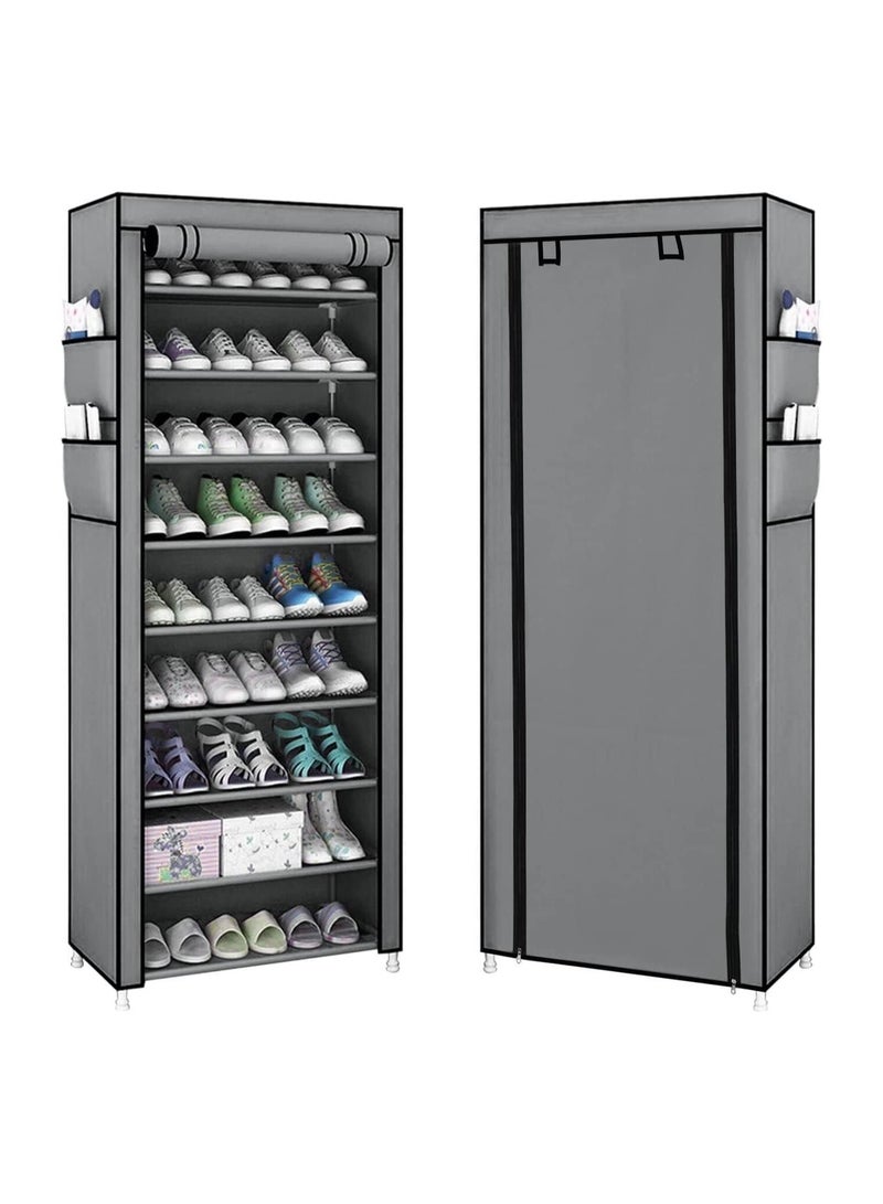 BLOOMING TIME 9-Tier Non-Woven Fabric Shoe Rack with Waterproof Cover, Heavy-Duty Shoe Storage Organizer for 27 Pairs, Large-Capacity Shoe Storage Organizer for Entryway, Dormitory, Office and Hallway- 60x30x155cm - Image 1