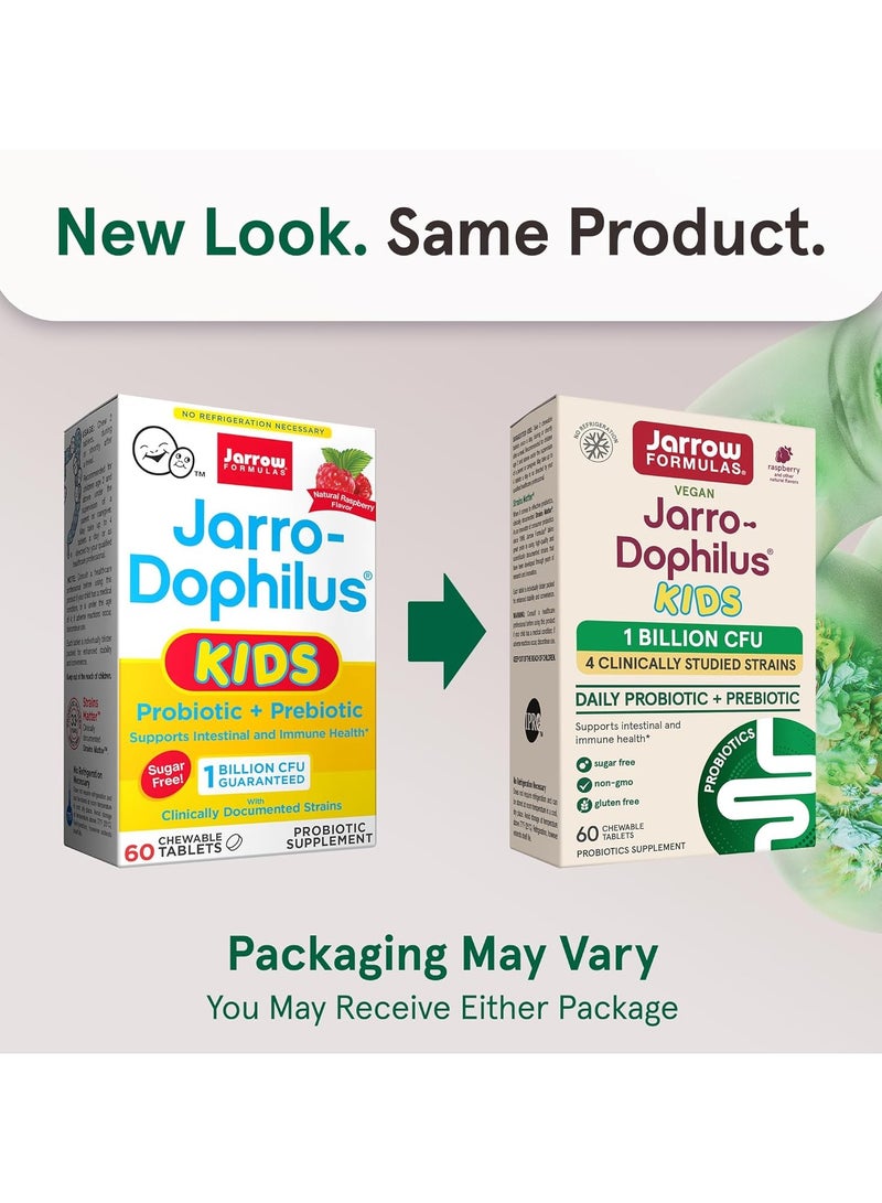 jarrow formulas Jarro-Dophilus Kids Daily Probiotic + Prebiotic Raspberry 1 Billion CFU 60 Chewable Tablets - Image 3