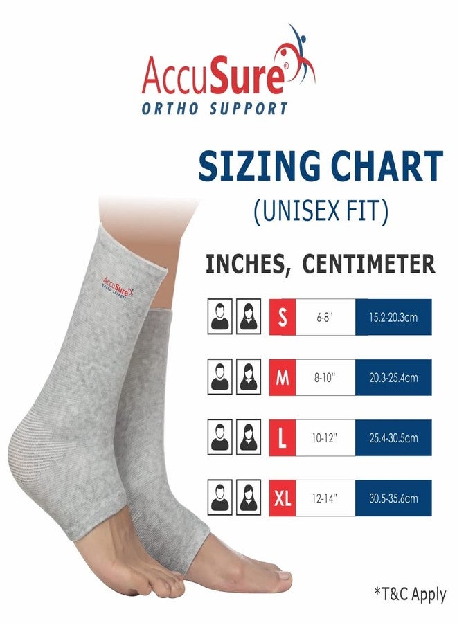 AccuSure Pair of Bamboo Yarn 4 Way Stretchable Bi-Layered Construction Ankle Compression Support Joint Pain Relief, Sprains, Tendonitis Reduce, For Men & Women- Medium - Image 3