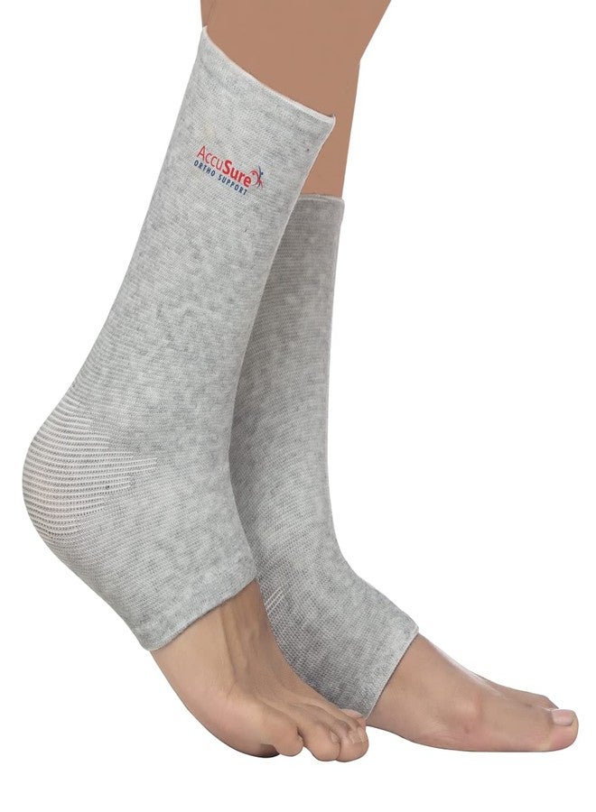 AccuSure Pair of Bamboo Yarn 4 Way Stretchable Bi-Layered Construction Ankle Compression Support Joint Pain Relief, Sprains, Tendonitis Reduce, For Men & Women- Medium - Image 1