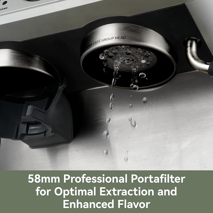 Gevi Dual Boiler Espresso Machine With Built-In Grinder & 58mm Portafilter | Commercial-Grade Dual Boiler Brewer, 31 Grind Levels, Heavy-Duty Steam Wand, Silver Stainless Steel Housing For Home Baristas - Image 3