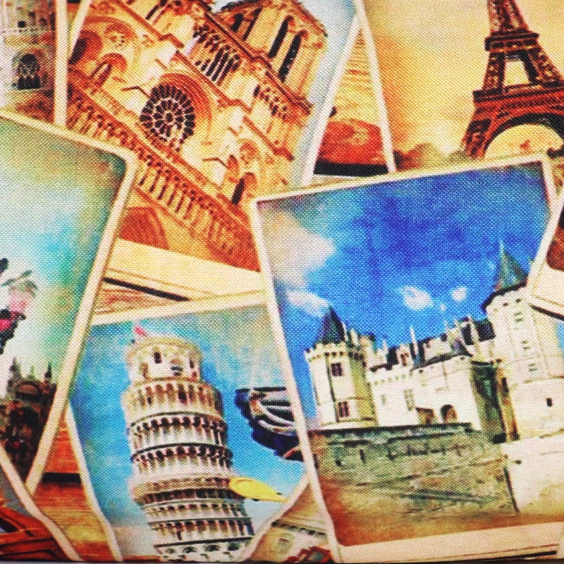 Kuber Industries Tourism Place Design Design Cotton 2 Pieces Bolster Cover Set (Gold) - Image 3