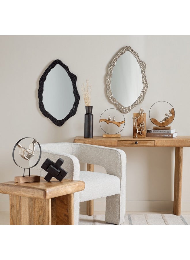 Home Box Rayon Aluminium Premium Round Organic Shape Mirror 43 x 2 x 70 cm  - Image 4