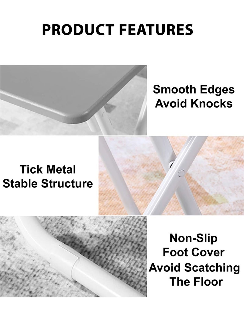 Toshonics Foldable Wooden Square Table And 2 Folding Chairs Seats Metal For Breakfast Computer Laptop Desk Office Workstation Kitchen Balcony Home Dining Outdoor Picnic Beach Desert Camping  - Image 3