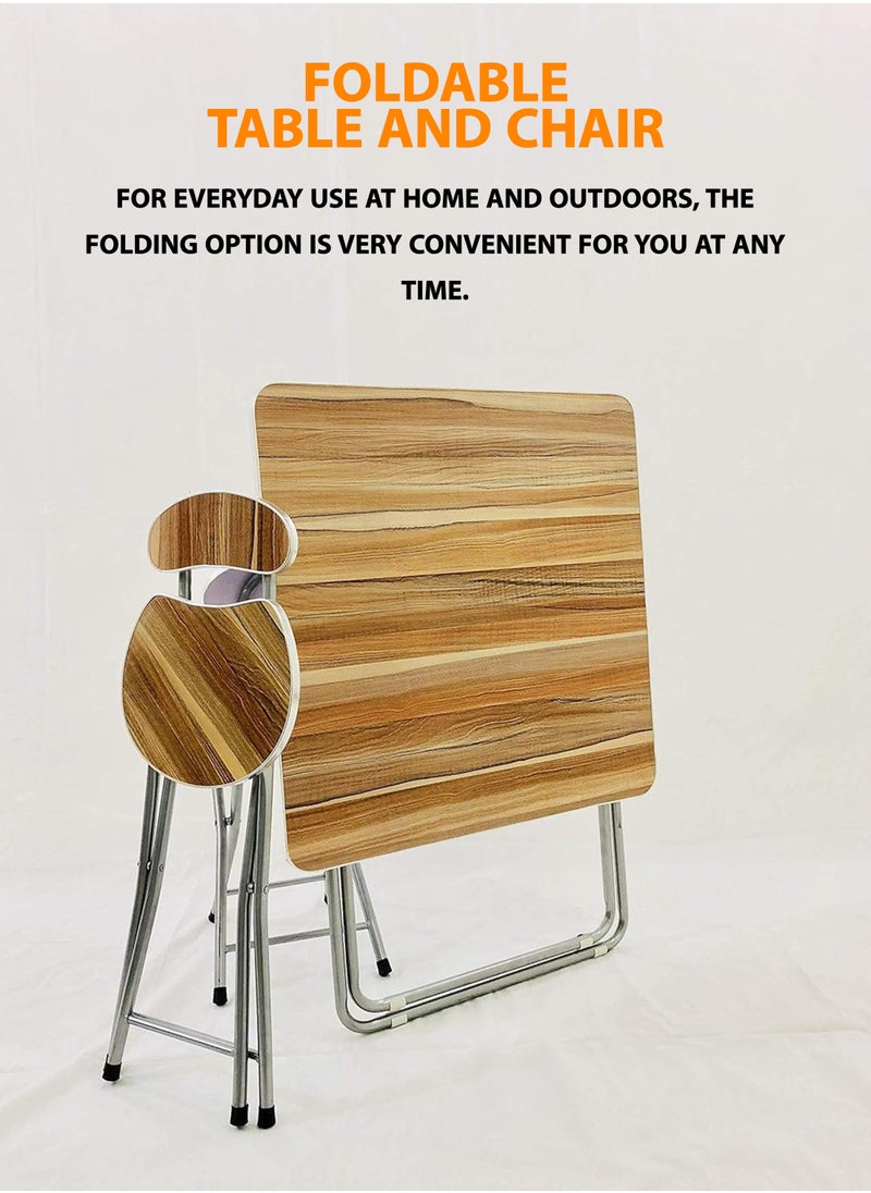 Toshonics Foldable Wooden Square Table And 2 Folding Chairs Seats Metal For Breakfast Computer Laptop Desk Office Workstation Kitchen Balcony Home Dining Outdoor Picnic Beach Desert Camping  - Image 2