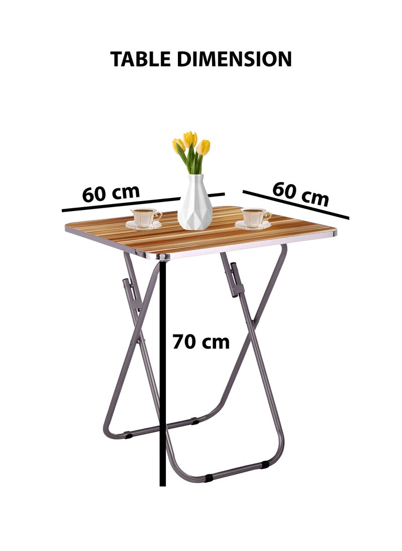 Toshonics Foldable Wooden Square Table And 2 Folding Chairs Seats Metal For Breakfast Computer Laptop Desk Office Workstation Kitchen Balcony Home Dining Outdoor Picnic Beach Desert Camping  - Image 4