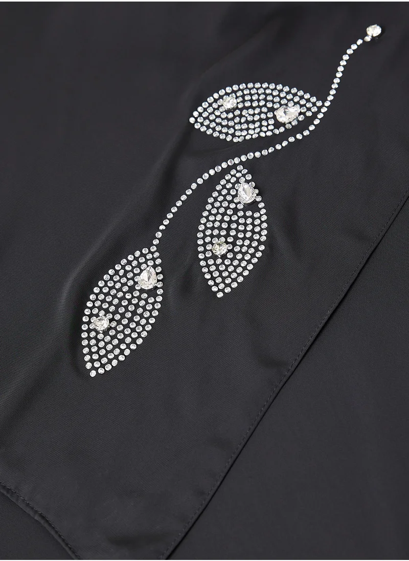 خزانة Leaf Detail Diamante Long Hijab Scarf