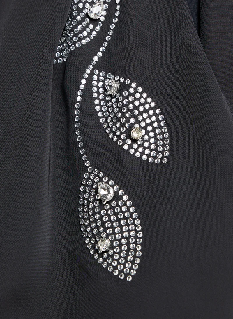 Khizana Leaf Detail Diamante Long Hijab Scarf