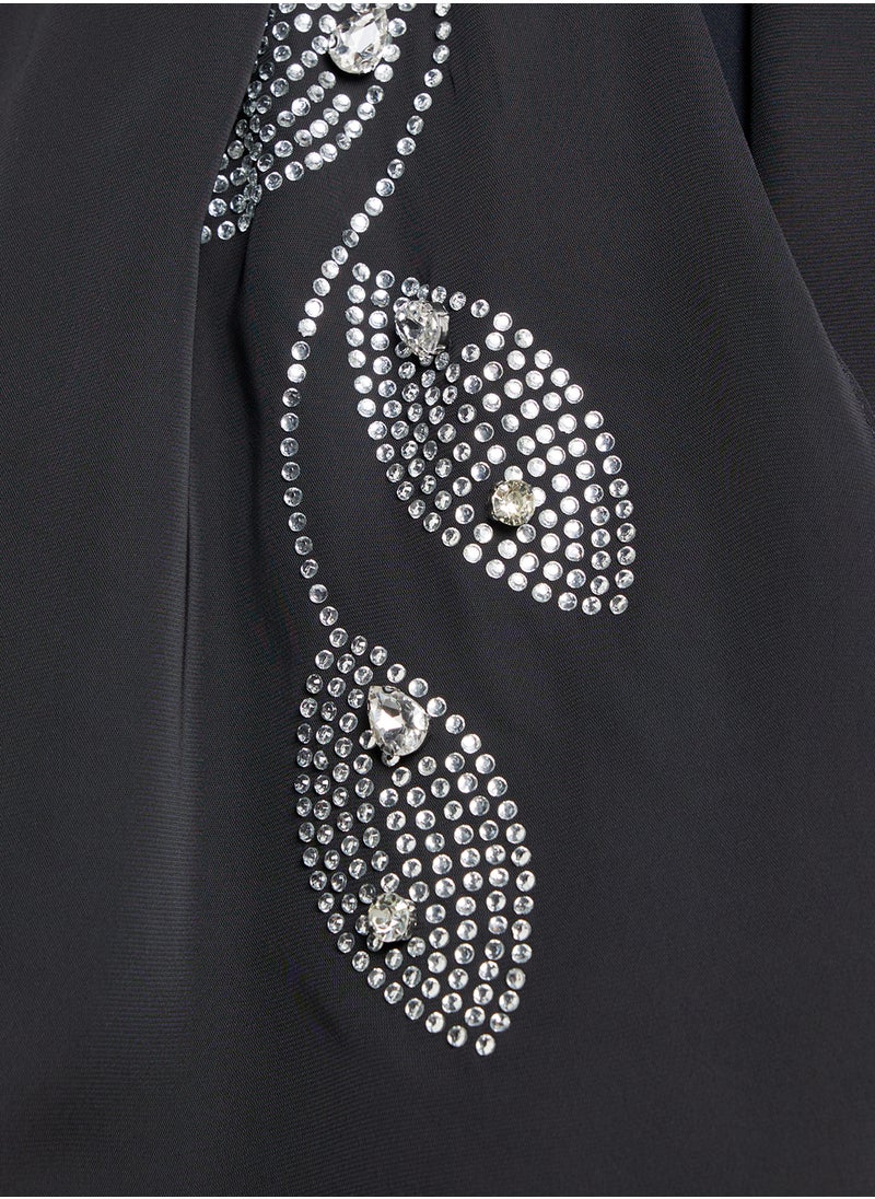 Khizana Leaf Detail Diamante Long Hijab Scarf  - Image 4