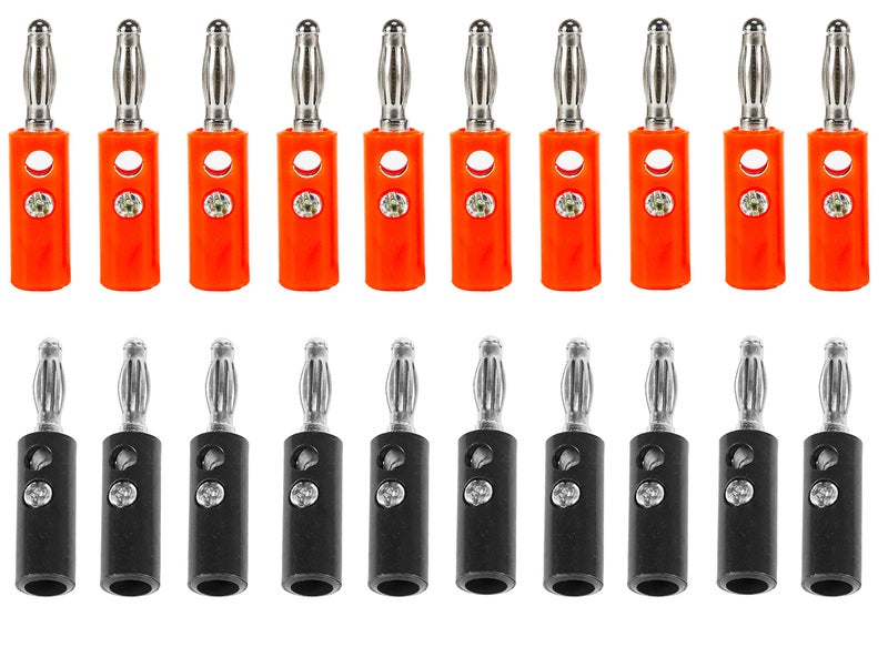 NEXT GEEK 10 Pairs Audio Speaker Wire Cable Banana Plugs Screw Type Connectors 4mm PACK OF 20 - Image 1