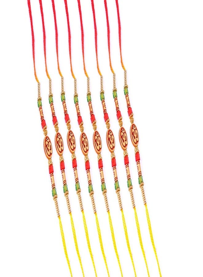 Suninow Designer OM Multicolor Thread Rakhi(Pack of 8)