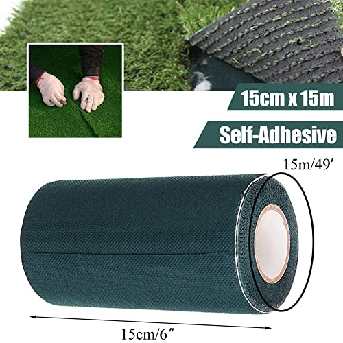 TYLife Artificial Grass Tape 6" x49'(15cmx 15m) Self-Adhesive Seaming Turf Tape Lawn Carpet Jointing ,Green - Image 2