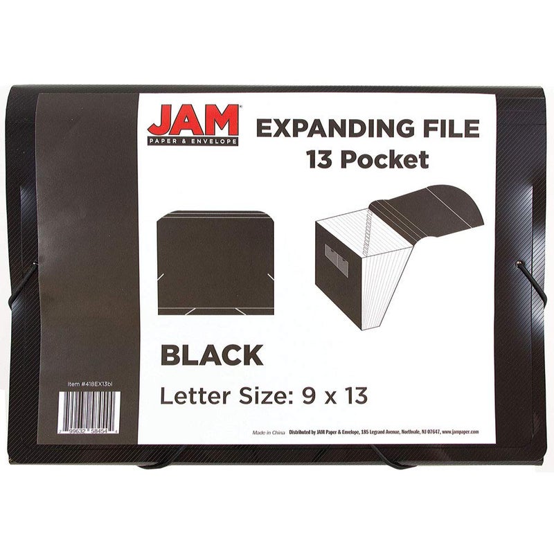 JAM PAPER Accordion Folders - 13 Pocket Plastic Expanding File - Letter Size - 9 x 13 - Black - Sold Individually - Image 3