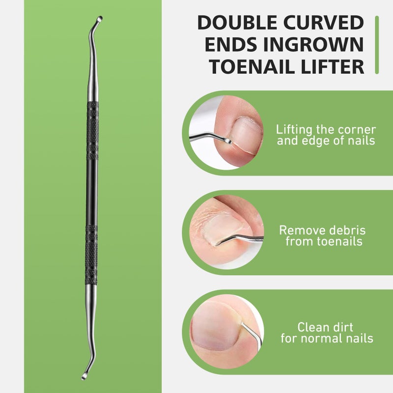 BALUCA Toenail File for Thick Nails & Ingrown Relief | Heavy Duty Metal Emery Board with Toenail Lifter for Seniors, Coarse Grit & Durable Stainless Steel Design (Black, 1.0, Count, 180/240 Grit) - Image 3