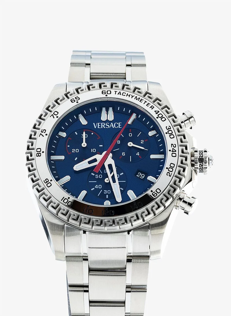 Versace Chronograph Blue Dial Stainless Steel Watch