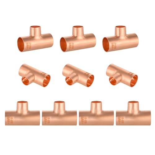GUOFIS 10PACK GUOFIS 34Inch C x 34Inch C x 12Inch C Copper Tee LF Short Radius Fittings Tee with Sweat Solder Connection for Residential Commercial - Image 1