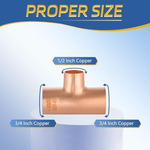 GUOFIS 10PACK GUOFIS 34Inch C x 34Inch C x 12Inch C Copper Tee LF Short Radius Fittings Tee with Sweat Solder Connection for Residential Commercial - Image 3