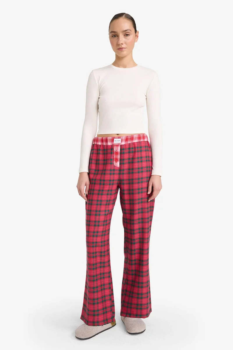 ديفاكتو Regular Fit Flannel Plaid Pyjamas Pants