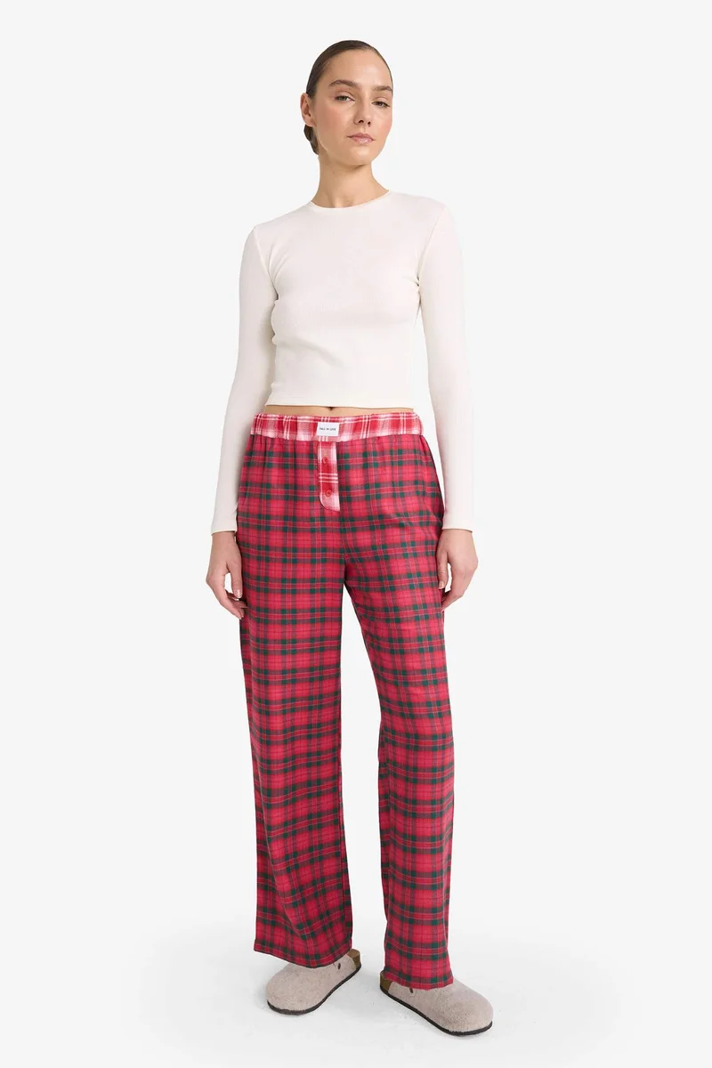 ديفاكتو Regular Fit Flannel Plaid Pyjamas Pants