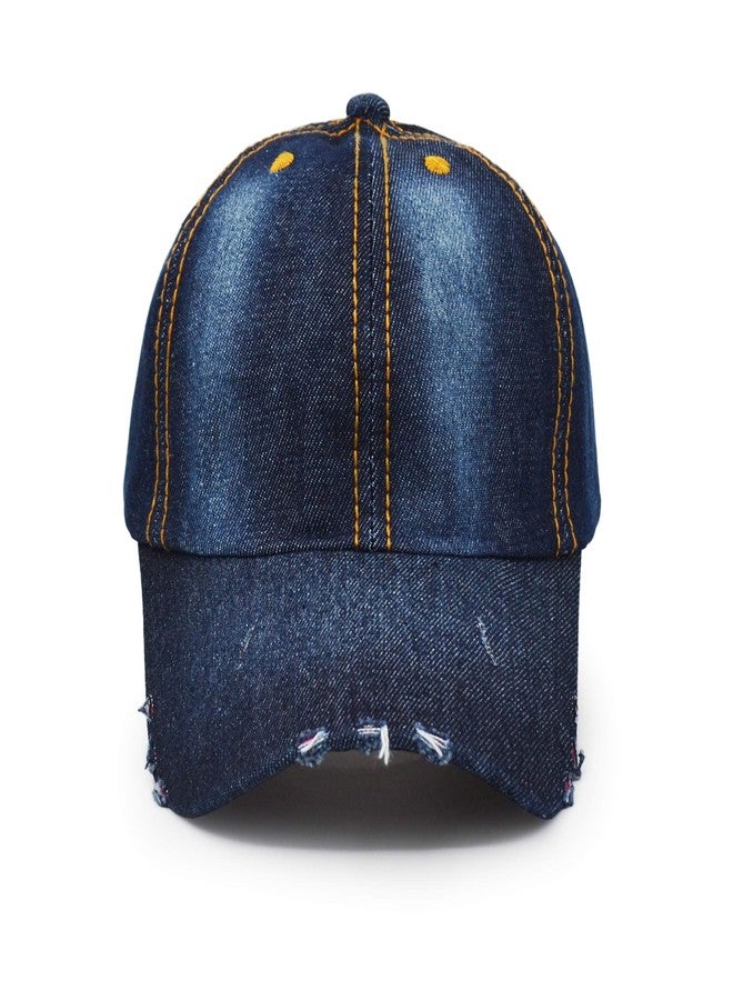UltraKey Denim Baseball Cap, Unisex Sport Hat Casual Women Men Sun Hat Outdoor Cowboy Cap Dilapidated Design Navy Blue - Image 5