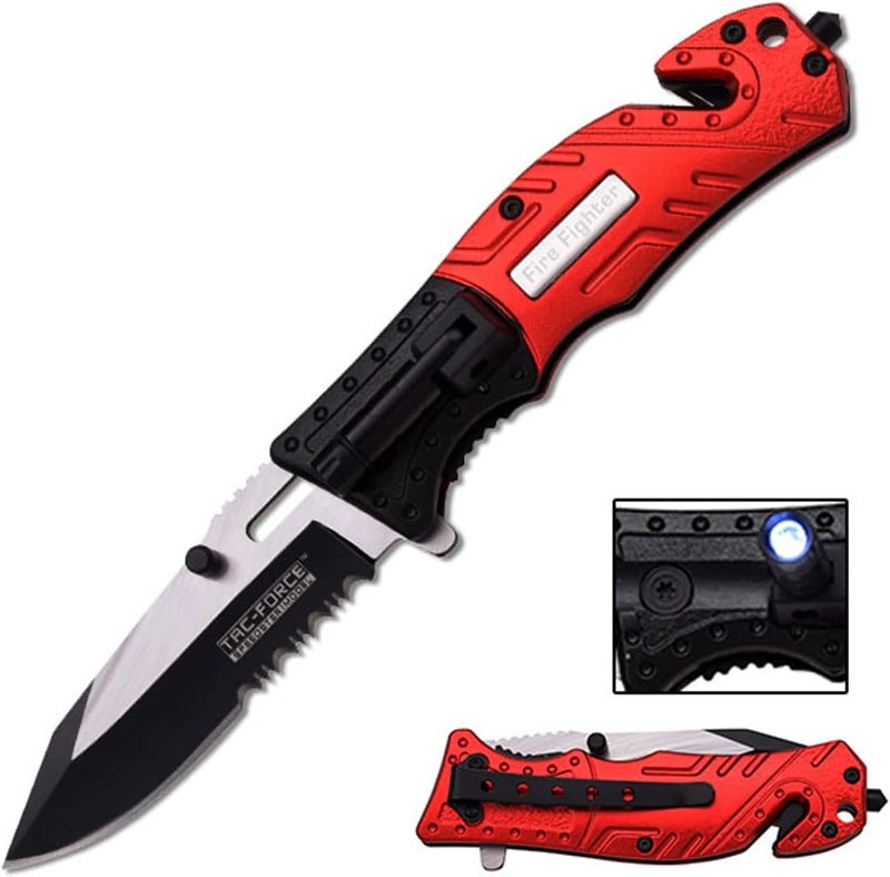 Tac-Force TAC Force TF-835 Series Spring Assist Folding Knife, Two-Tone Half-Serrated Blade, 4.5-Inch Closed - Image 1
