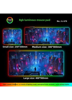 RGB Luminous Mouse Pad Computer Keyboard Hand-held Desktop Pad Oversized Game E-sports Pad Thickened Internet Cafe Table Pad-Color:250*300mm-Pattern:Upgraded Version Of Pickup Rhythm-lc678