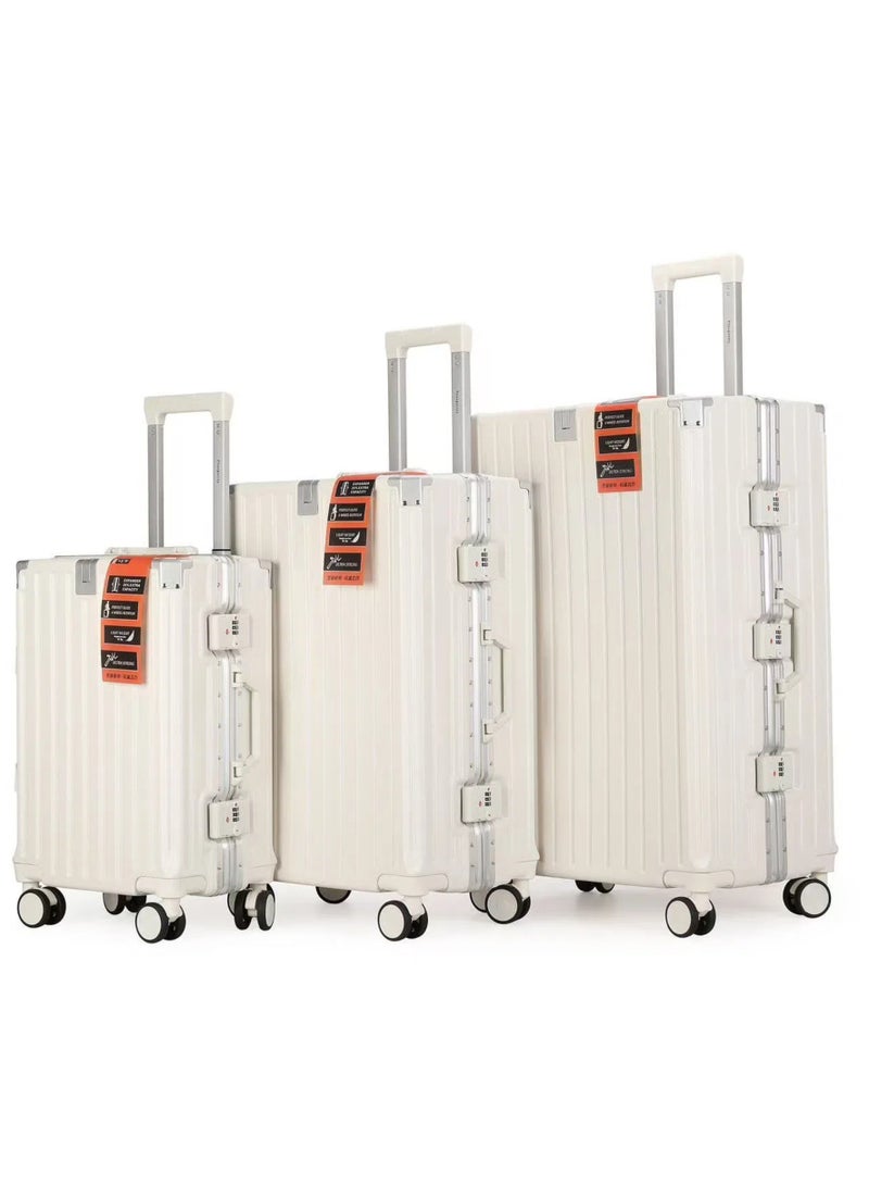 الازدهار حقيبة السفر الراقية سبيكة الألومنيوم الأمتعة مع أربع عجلات عالمية مظهر أنيق لرحلات 3pcs لكل مجموعة - Image 1