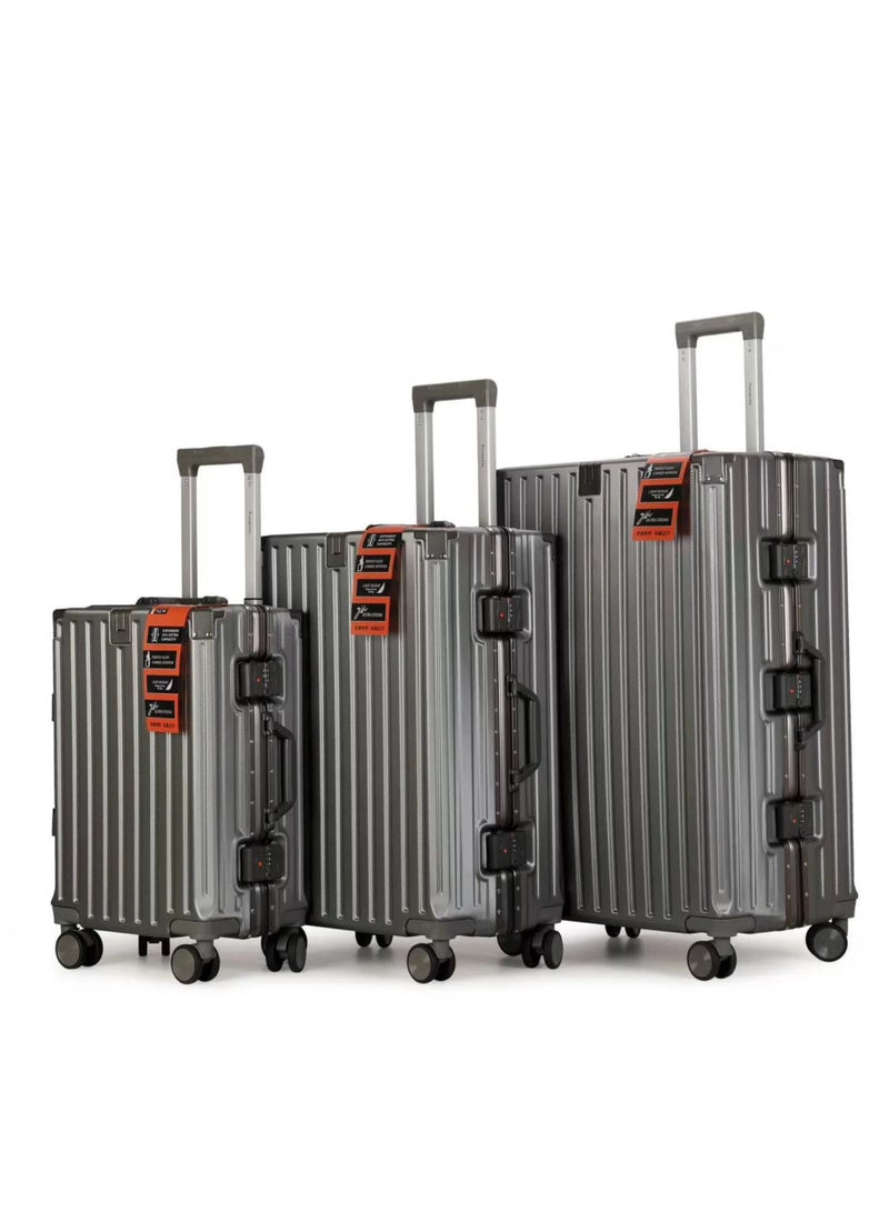 الازدهار حقيبة السفر الراقية سبيكة الألومنيوم الأمتعة مع أربع عجلات عالمية مظهر أنيق لرحلات 3pcs لكل مجموعة - Image 4