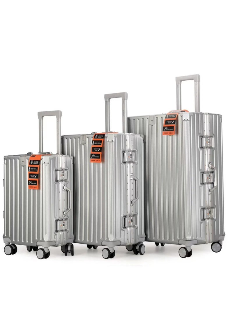 الازدهار حقيبة السفر الراقية سبيكة الألومنيوم الأمتعة مع أربع عجلات عالمية مظهر أنيق لرحلات 3pcs لكل مجموعة - Image 5
