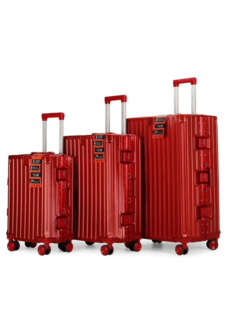 الازدهار حقيبة السفر الراقية سبيكة الألومنيوم الأمتعة مع أربع عجلات عالمية مظهر أنيق لرحلات 3pcs لكل مجموعة - Image 2