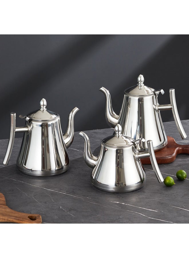 Stainless Steel Teapot With Strainer Flower Teapot Induction Cooker Long Mouth Large Teapot Oil Pot For Hotel Restaurant-Capacity:1.8L Golden Palace Pot (with Filter) - Image 4