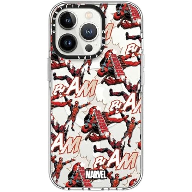 Casetify Clear iPhone 13 Pro Case 【Deadpool & Wolverine Co-Lab/Not Yellowing / 6.6ft Drop Protection/Magsafe】 - Deadpool Pattern Case - Clear - Image 1