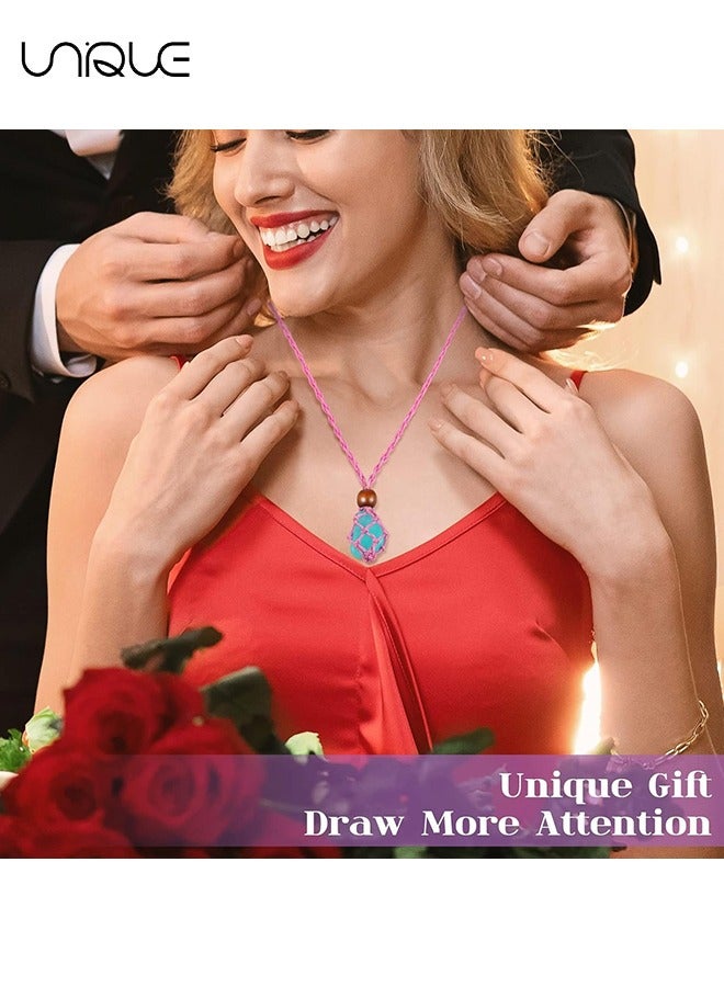 Unique 4-Pieces Crystal Necklace Rope, Empty Stone Crystal Holder Adjustable Rope Necklace Cord, Quartz Crystal Raw Stone Woven Netted Cage Necklace Cord - Image 5