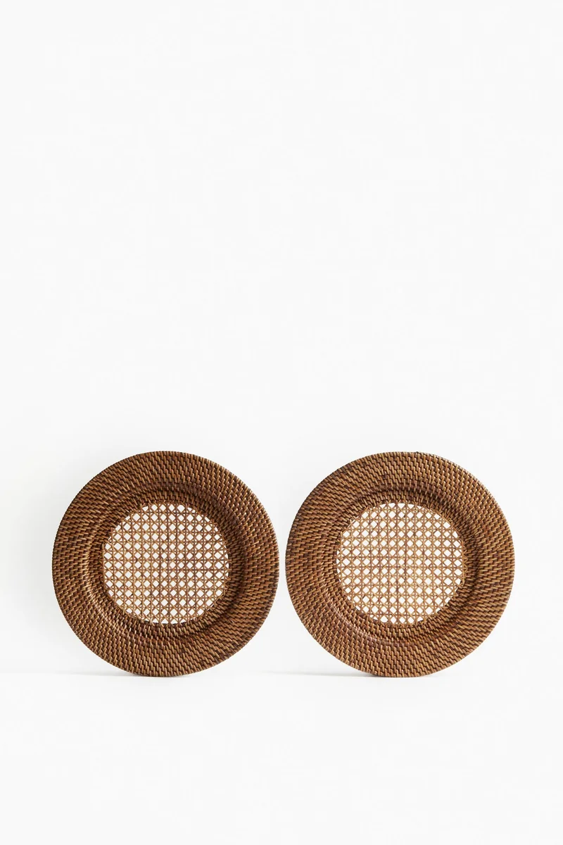 H&M 2-pack rattan charger plates