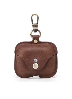 SYOSI Luxury Genuine Cow Leather Case Airpods Pro, For Apple airpod 3 case with keychain, Protective Cover, Waterproof Silicone Cover Airpods Accessories for Charging Case for Charging Box (Brown)  - Image 4