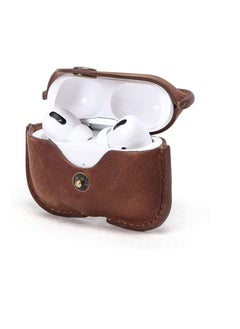 SYOSI Luxury Genuine Cow Leather Case Airpods Pro, For Apple airpod 3 case with keychain, Protective Cover, Waterproof Silicone Cover Airpods Accessories for Charging Case for Charging Box (Brown)  - Image 1