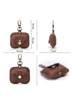 SYOSI Luxury Genuine Cow Leather Case Airpods Pro, For Apple airpod 3 case with keychain, Protective Cover, Waterproof Silicone Cover Airpods Accessories for Charging Case for Charging Box (Brown)  - Image 5